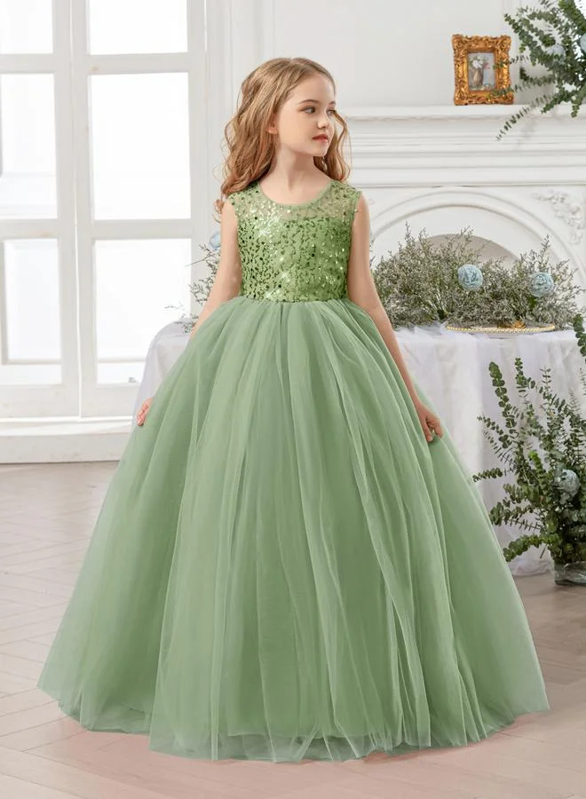 Take Two  Girls Green Embellished Sleeveless Maxi Dress for Women | Best Price UAE